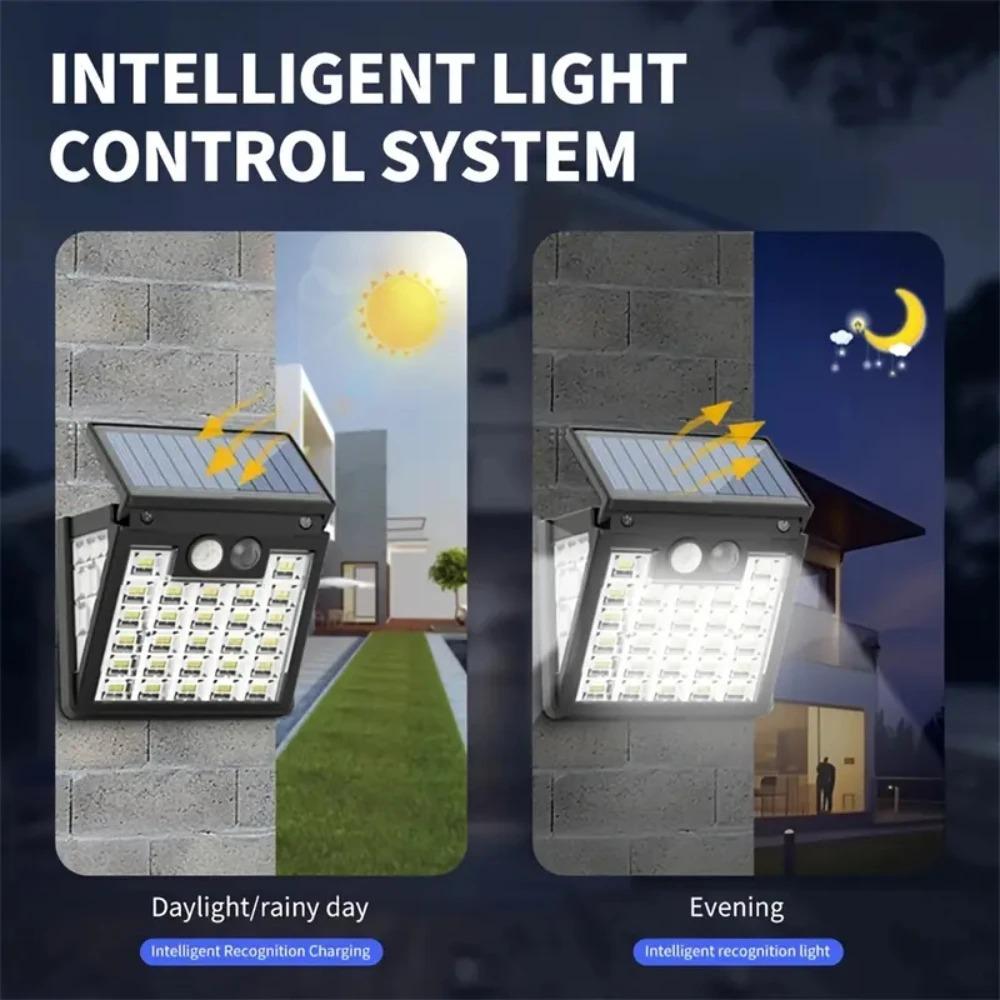 LED Solar Wall Lamp with Motion Sensor 3 Modes Foldable Waterproof Solar Lights for Outdoor Garden Security Lighting 2/4/8PCS