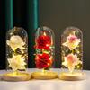 Eternal Red Rose Luxurious Gold Foil Flower LED Glass Dome Beautifully Packaged Forever For Home Decoration Anniversary Gift