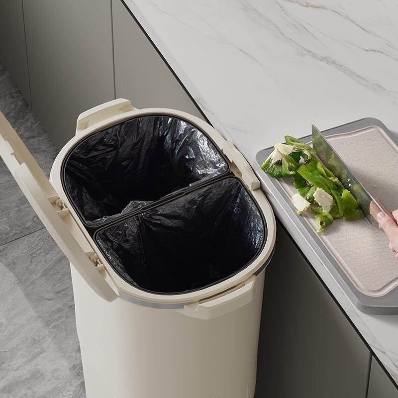 Luxusní vysoký odpadkový koš v japonském stylu s nožním pedálem pro suchý a mokrý odpad