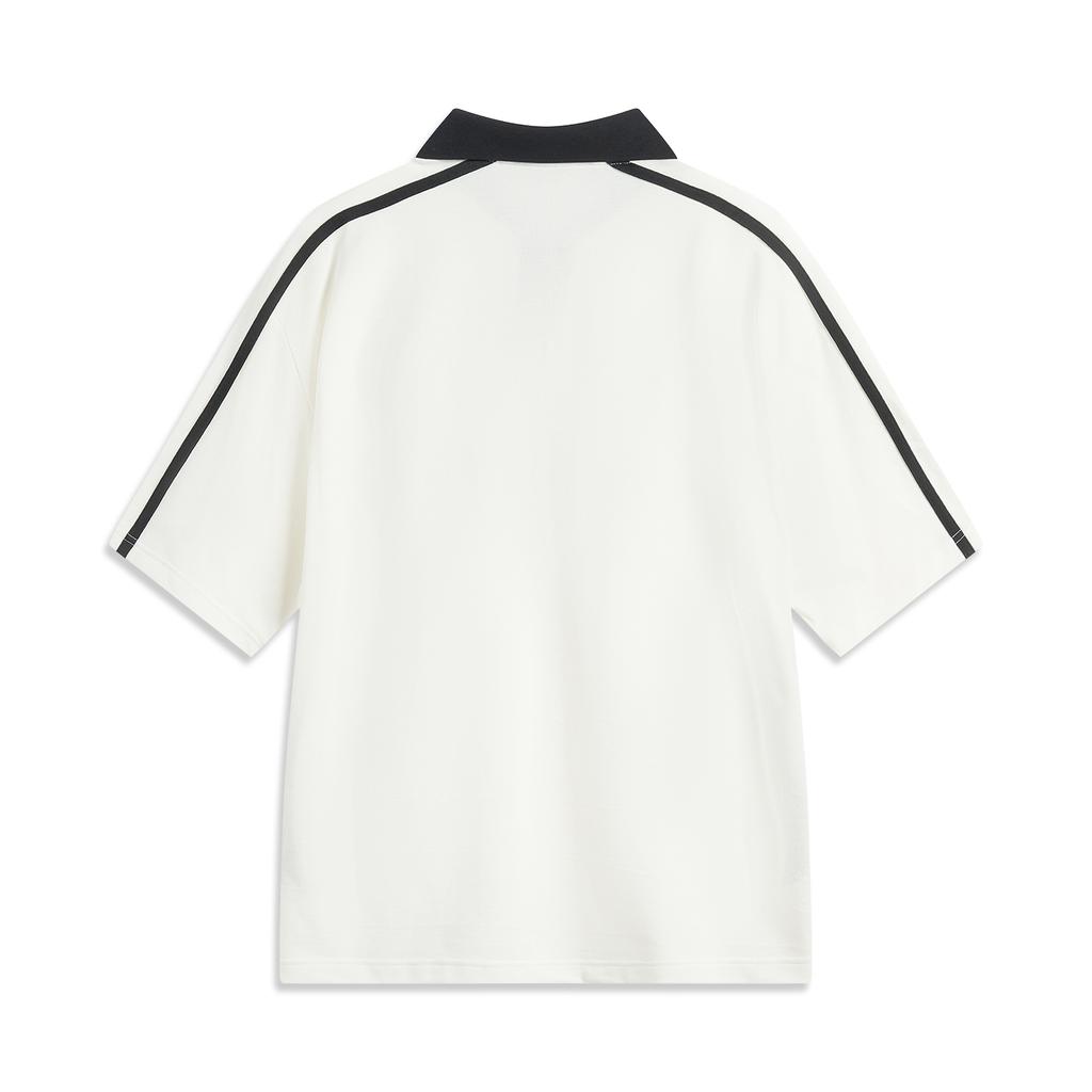 Li Ning Sports Lifestyle Series High Street American Retro Comfortable Casual Simple Letter Print Loose Short Sleeve Polo Shirt APLV175-1