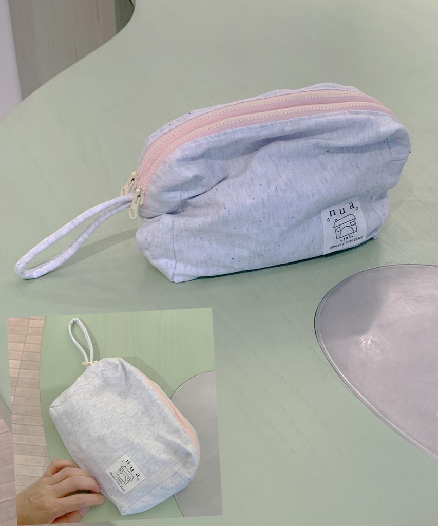 Nuaname Melange Ground Dual Zipper Pouch