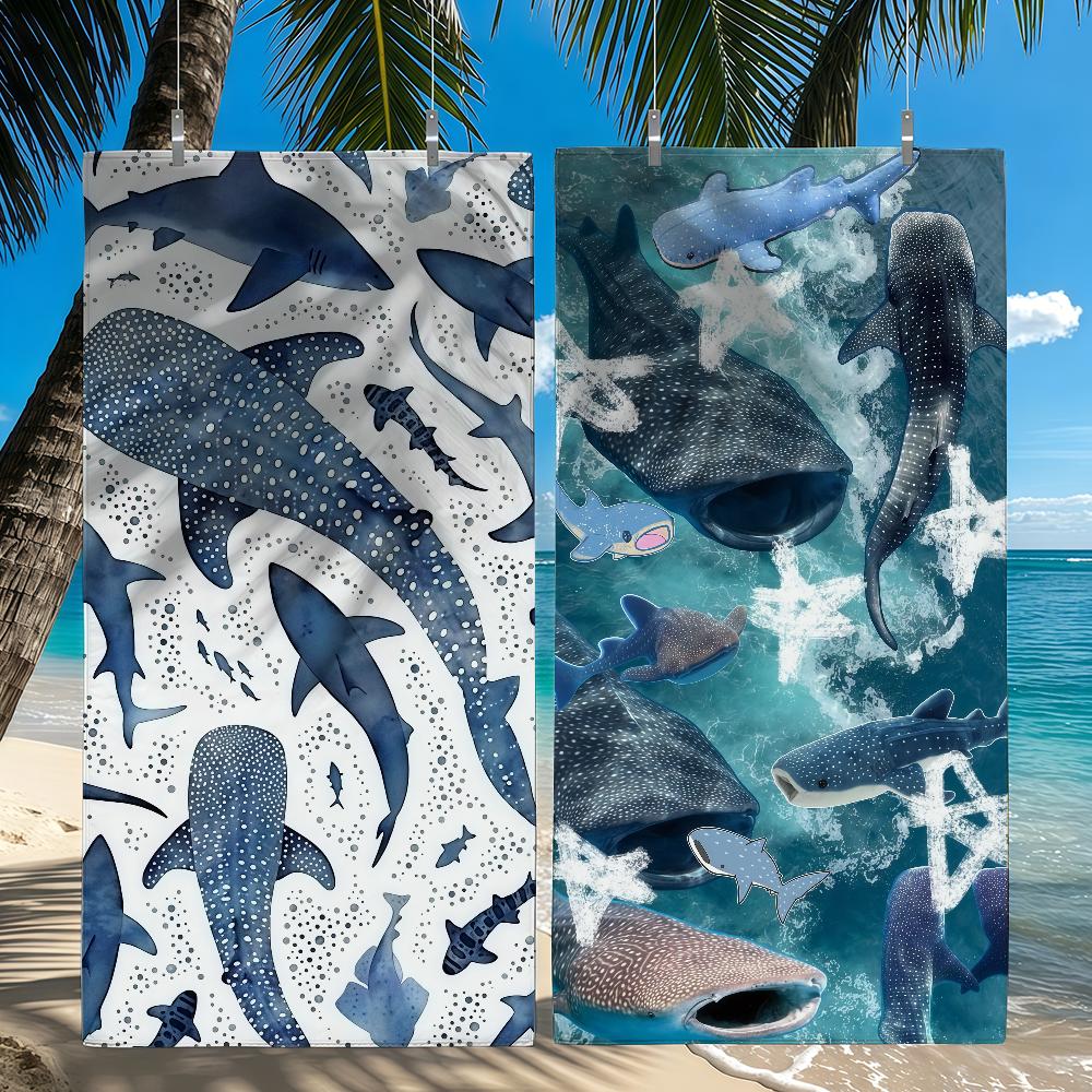 Lang Pattong White Whale Shark Print Towel Quick Drying Beach Towels Are Suitable For Swimming Pools Camping Yoga And The Gym