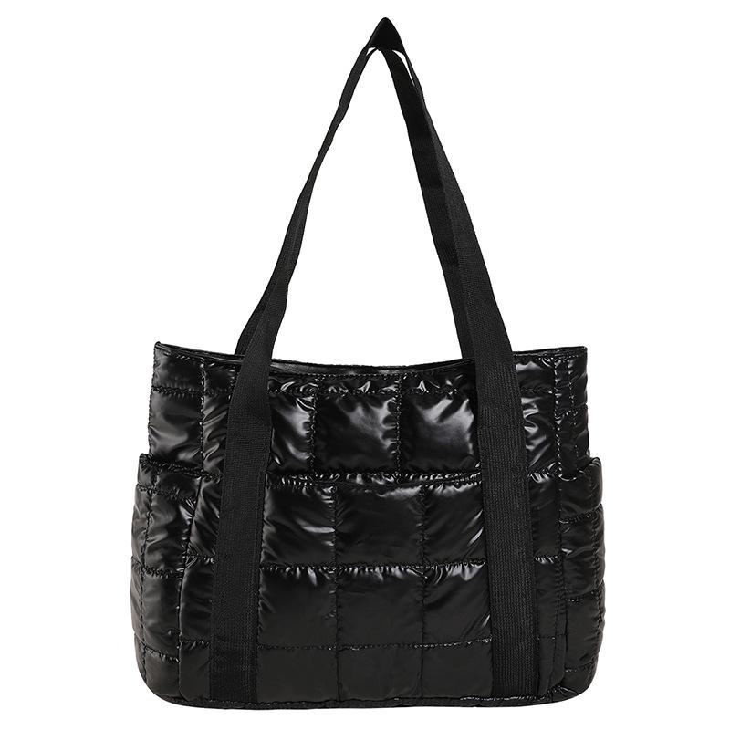 Korean casual cotton clothes handbags, women's trendy plaid embroidery shoulder bags, European and American fashion personalized tote bags