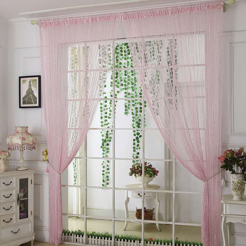 Cheaper Shiny Tassel Silver Line String Curtain 100x200cm Fashion Valance For Living Room Divider Wedding hotel Home Decoration