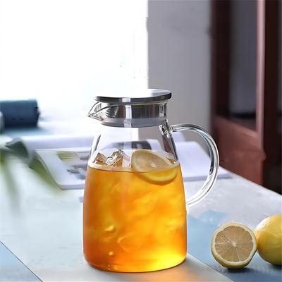 PANCY Glass for Direct Heat and Electric with Integrated Tea Strainer and Lid Large Easy To for Cold Barley and Cold Black Nordic Style Teapot,