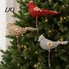 Decorative Birds with Clips for Floral Arrangements Glitter Christmas Bird Ornament Metal Clip Tree Decoration, Sparkling Decorations Trees Figurine,