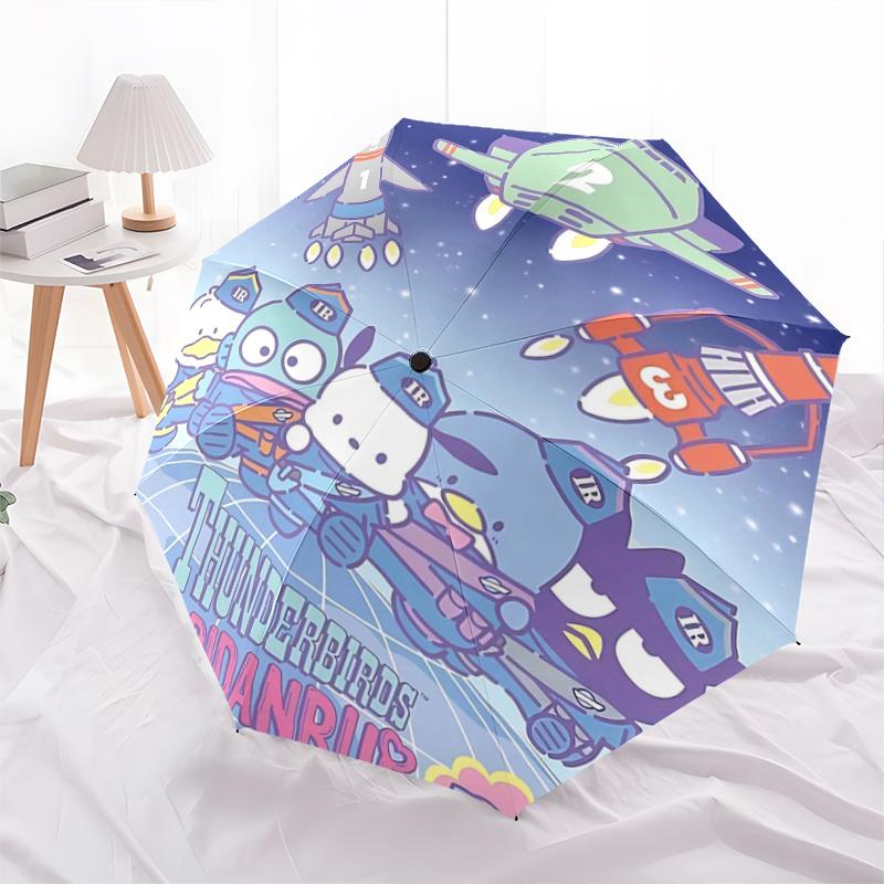 

1pc Thunderbirds Hapidanbui Automatic Folding Umbrella - Portable 3-Fold Design with 8-Bone Iron Frame, Perfect for Outdoor Use, Festive Gifts, Travel