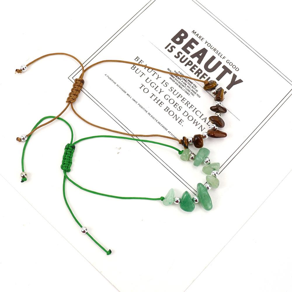 Crystal Beaded Gravel Bracelet Adjustable Stone Hand Rope B88