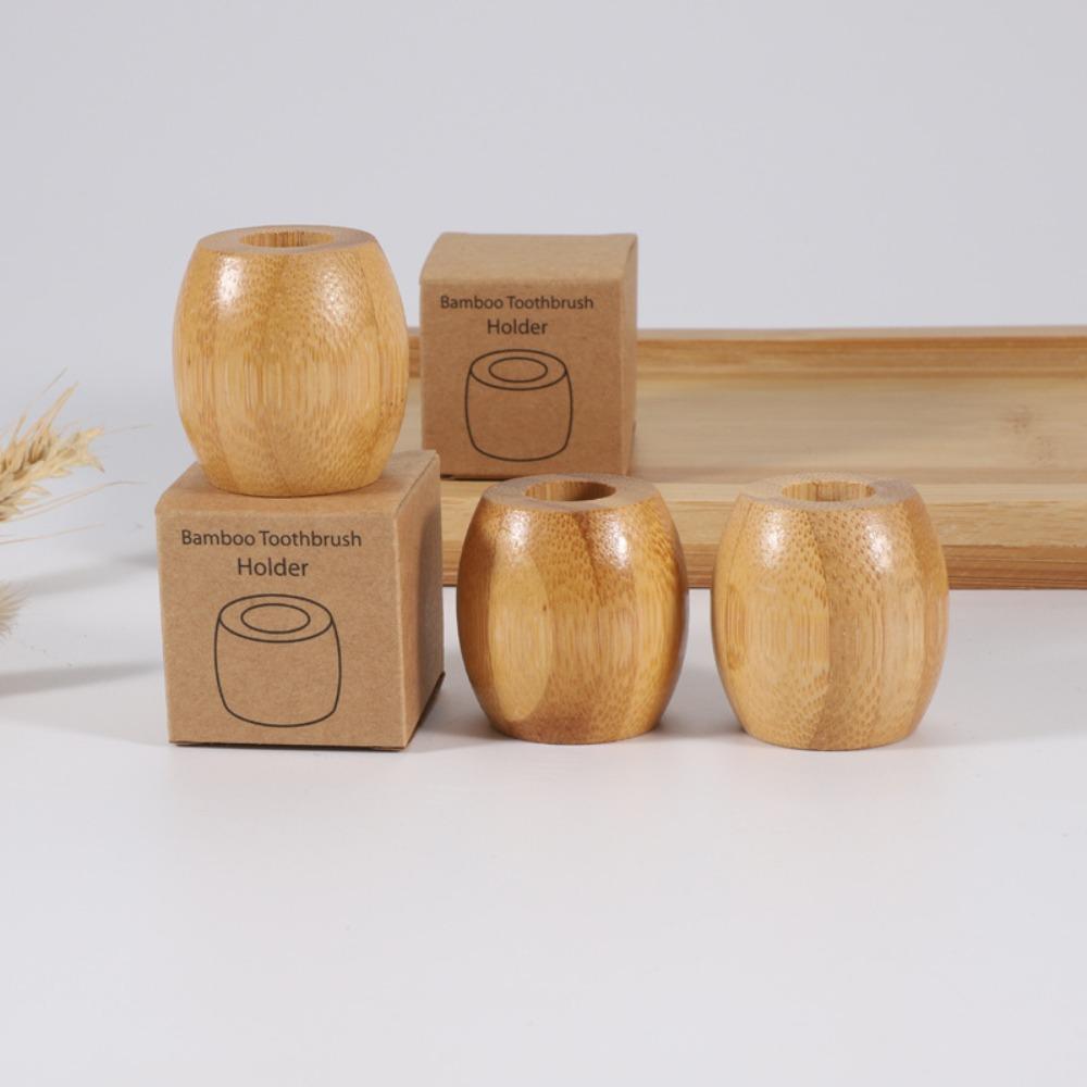 Bamboo Toothbrush Holder Wooden Toothbrush Stand Bathroom Organizer for Makeup Brush Holder Pen Container Bathroom Accessories
