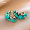 Boucles d'oreilles frangées en turquoise irrégulière style européen et américain Boucles d'oreilles Boucles d'oreilles exagérées Femmes