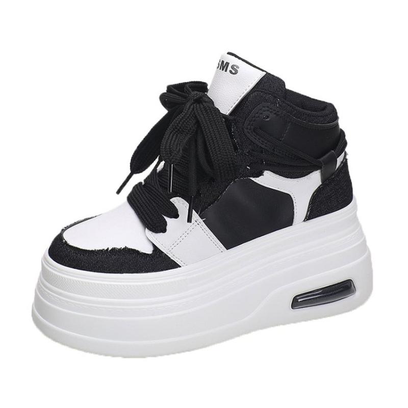 Fashion Fashion Women Chunky Platform Motorcycle Boots White 7CM Lace Up Thick Bottom Shoes Woman Autumn Winter Ankle Botas De Mujer