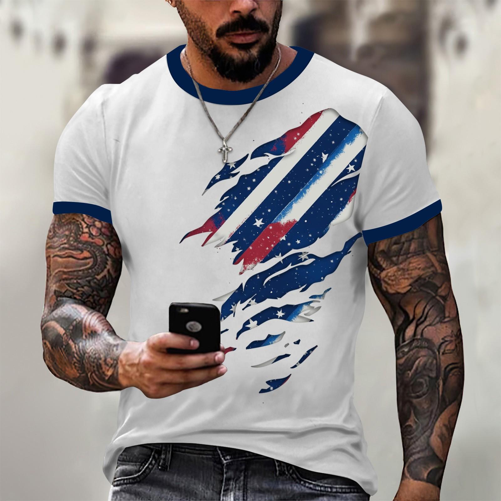 

Летняя мужская популярная футболка с круглым вырезом и коротким рукавом с принтом XXL