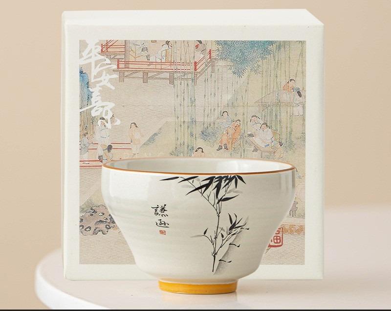 Plant Ash Master Cup Ink Gentleman Bamboo Ceramic Tea Tasting Cup Household Tea Single Cup Kung Fu Tea Cup Personal Cup