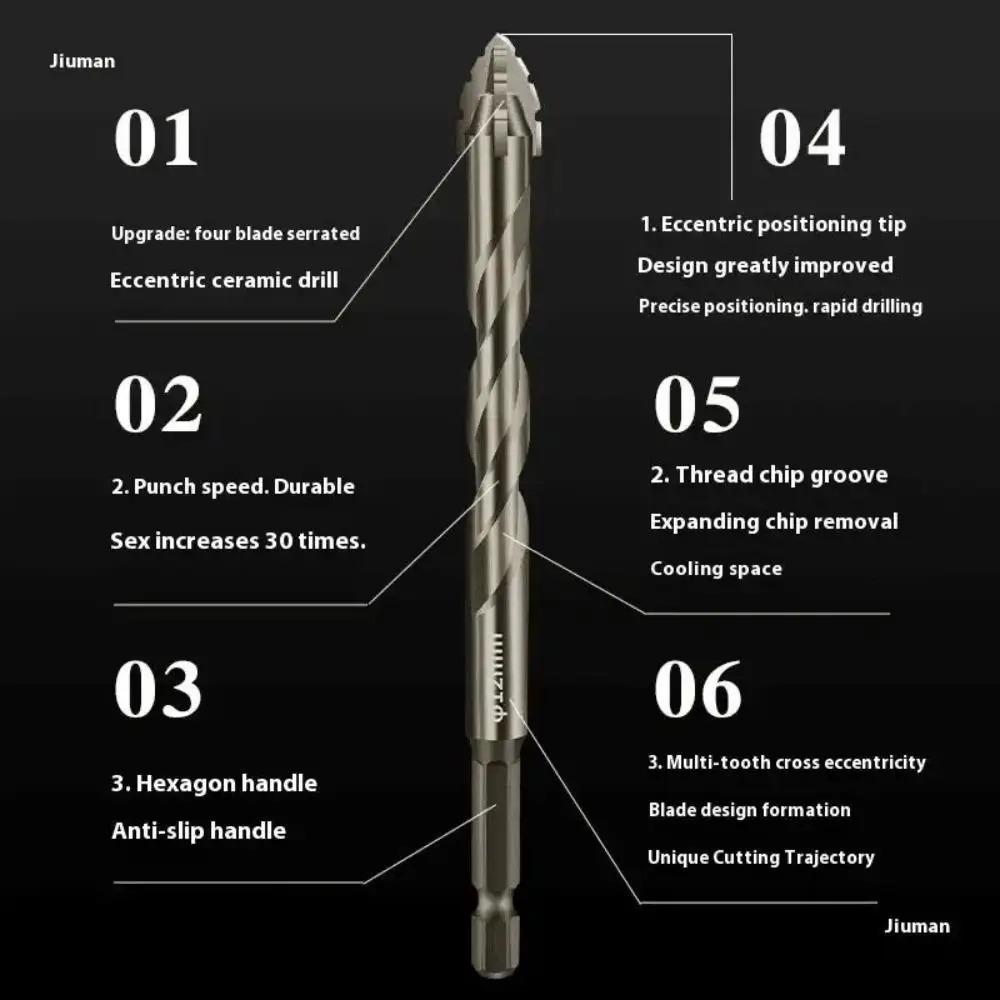 High-Four-edged 14/7Pcs 3-12mm Masonry Drill Bits Concrete Drill Bit Set Tungsten Carbide Tip Work with Concrete Stone Carbide