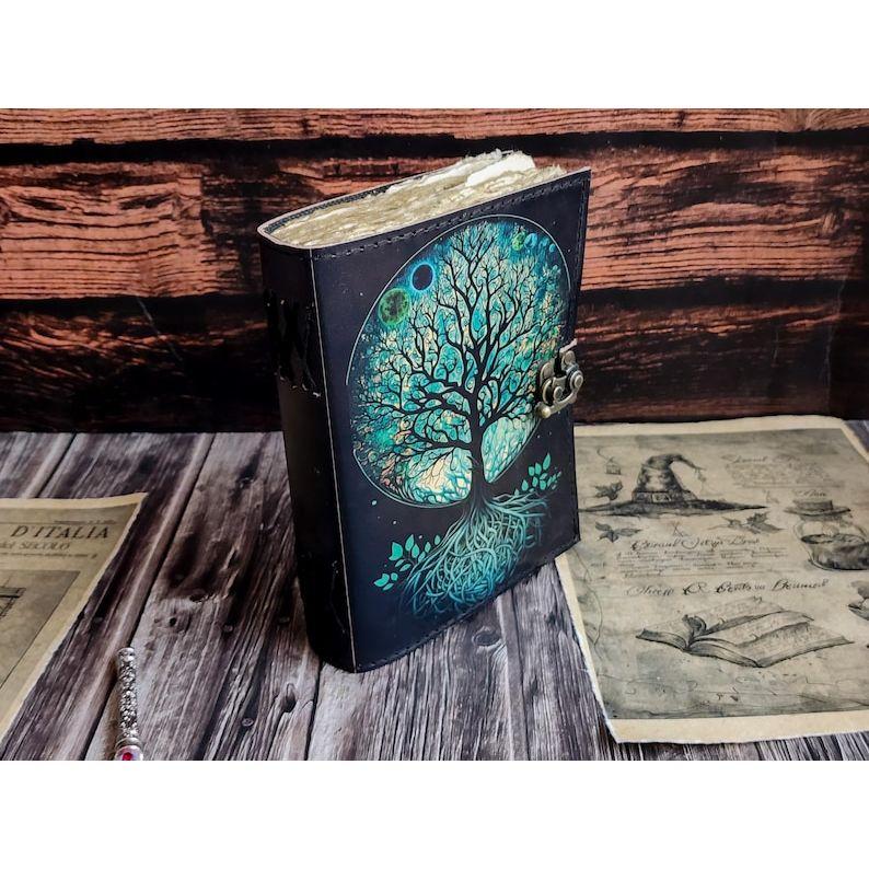 Diario de cuero Árbol de la Vida - Cuadernos de cuero genuino para mujeres - Hermoso diario para libro de bocetos Libro de viaje Libro en blanco de hechizos