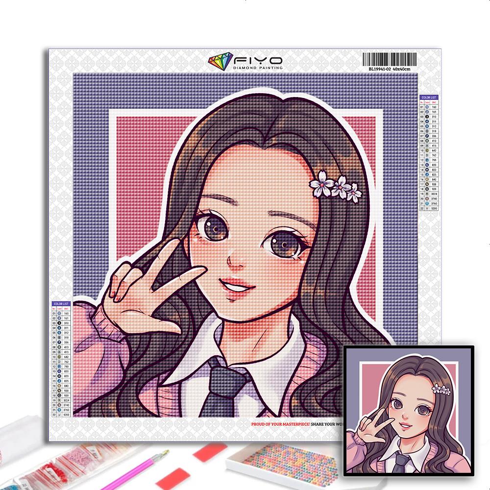 5D diamantmaleri Full diamant tegneserie jentebilde diamantmaleri Håndlaget diy-diamantmosaikkmaling Hjemdekorasjon