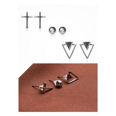 Women's Surgical Silver Cross Set Earrings