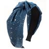 Harmony Wide Knot Denim Polka Dot Headband for Women