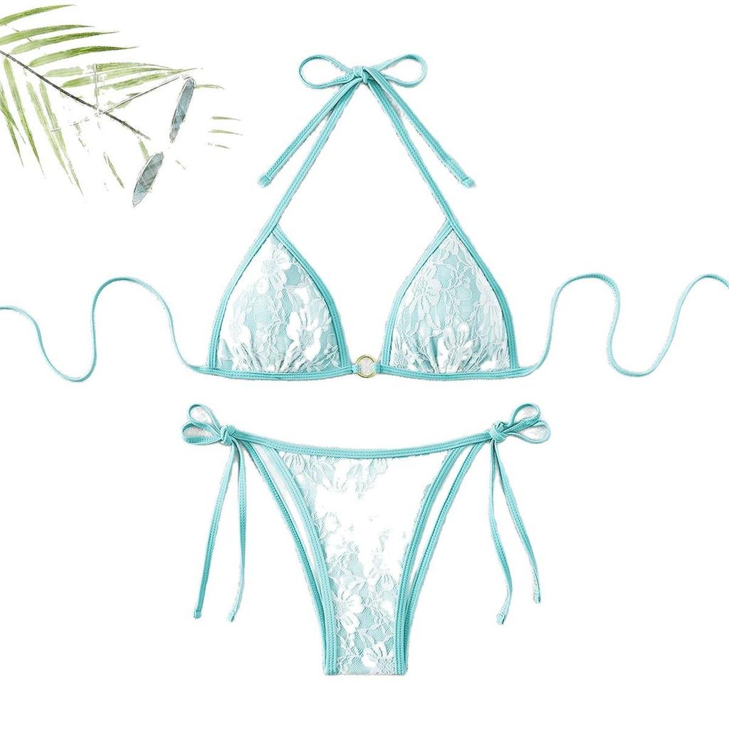1011 new European and American swimsuit female sexy slim backless strap lace triangle bag bikini bikini
