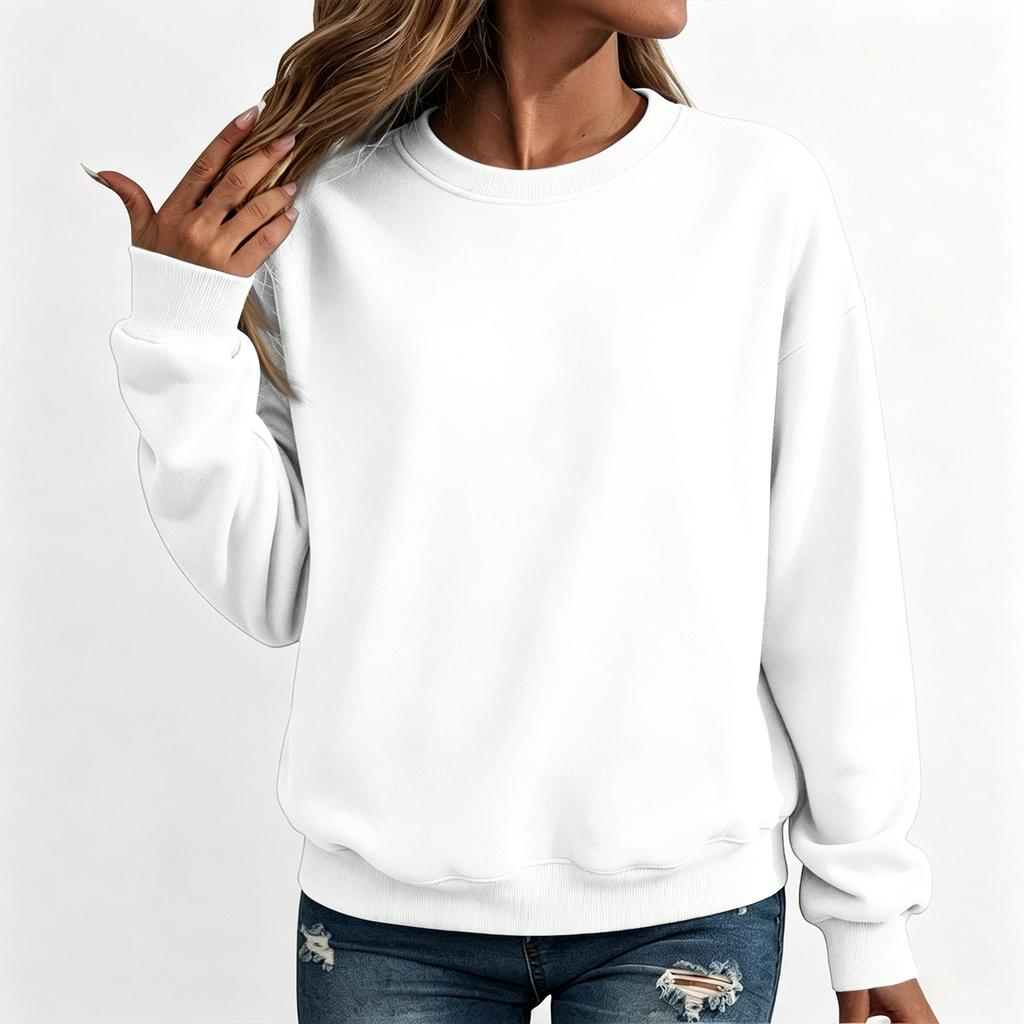 Damen Übergröße Pullover Sweatshirt Lockerer Schnitt Rundhalsausschnitt Farbe Lässiges Oberteil für den Alltag