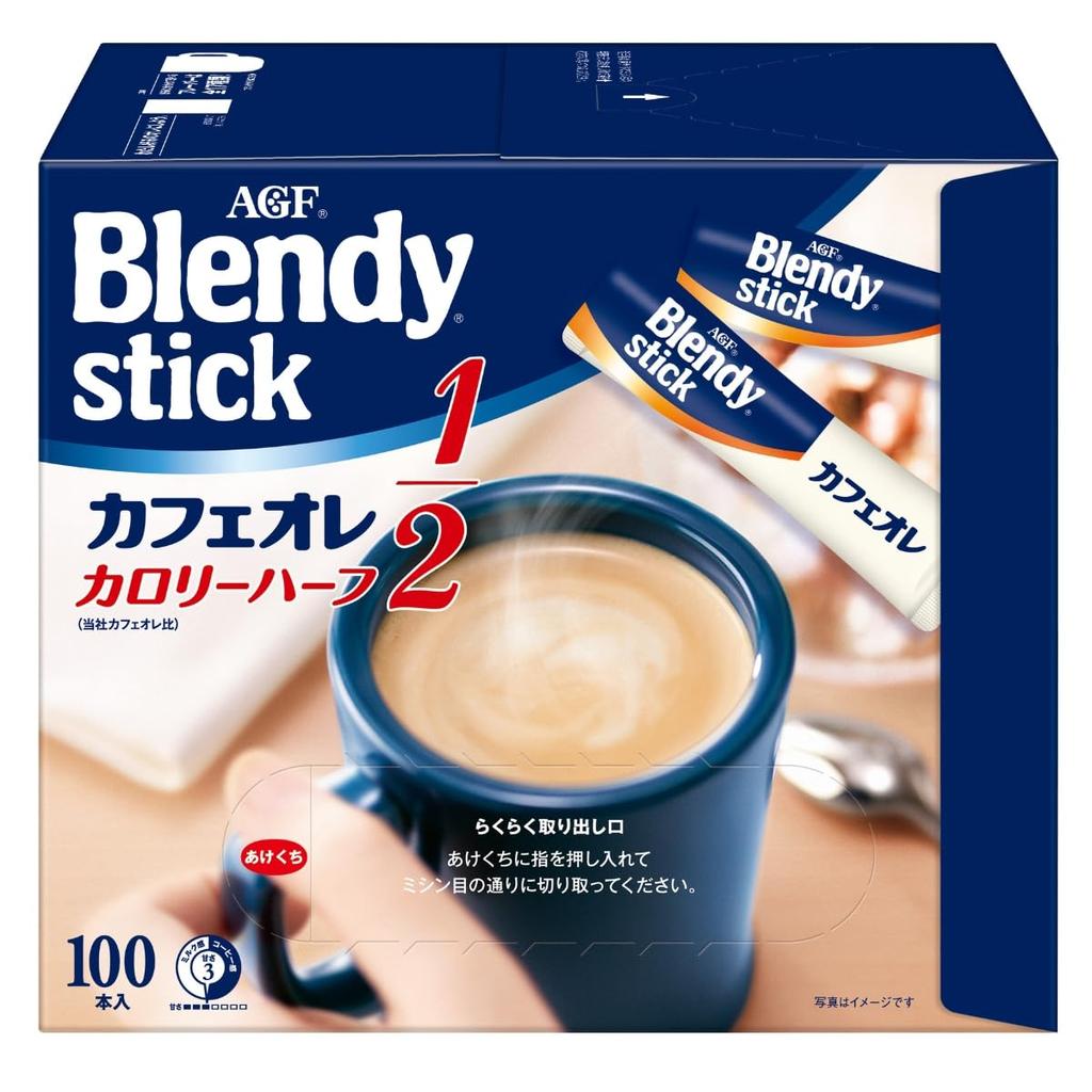 AGF Blendy Stick Cafe Au Lait Half Calories 100 Sticks [Stick Coffee]