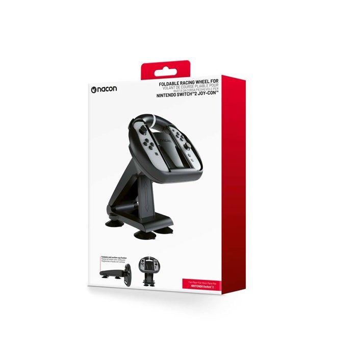 Volant Pliable - NACON - Joy-Con Switch 2 - Fixation Ventouses - Compatible Nintendo Switch - Noir