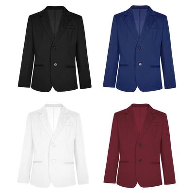 Jungen Gentleman Blazer Revers mit Kerbe Zwei Knöpfe Dekorative Taschen Schulterpolster Formelles Sakko