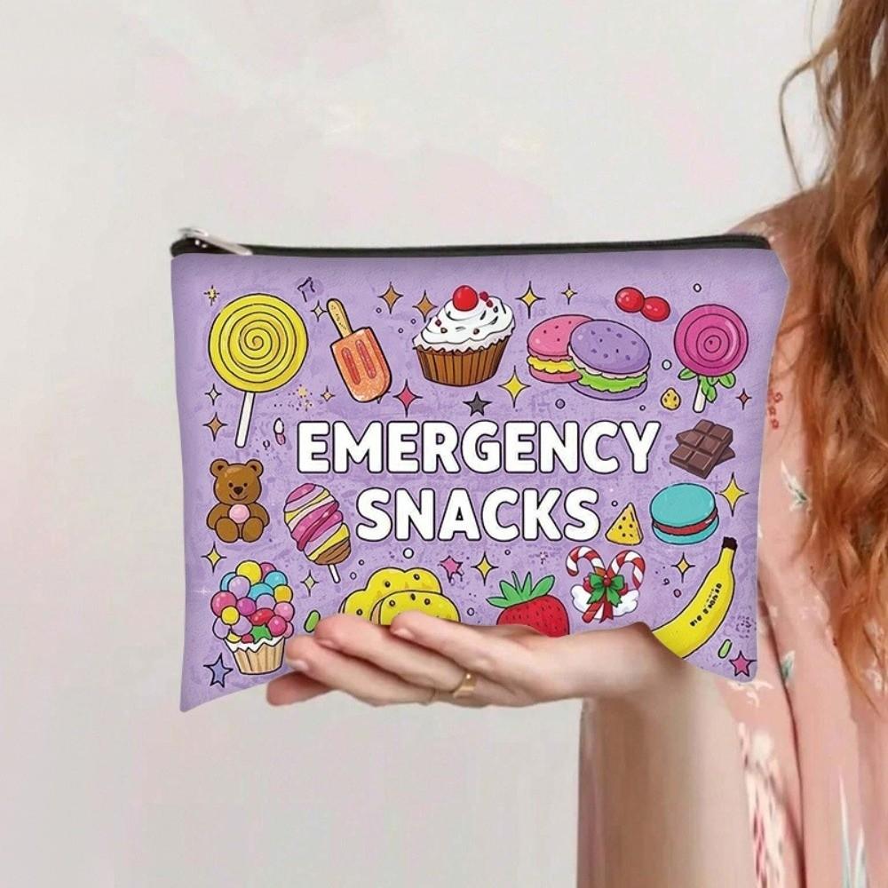 Canvas Charger Pouch Print Pattern Makeups Organizer New Snacks Storage Bag for Office