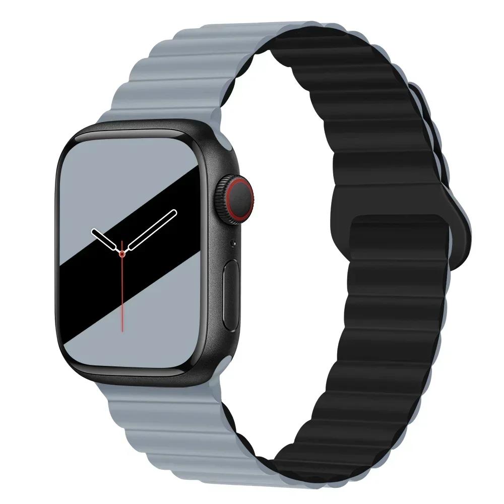 Magnetic Strap For Apple Watch Bands 45 38mm 49mm 40 42mm 41 44 Silicone Sport Bracelet iWatch Series ultra 9 6 5 7 8 se Correa