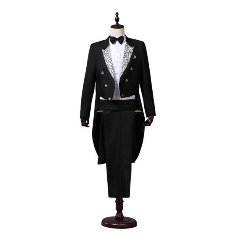 Men's Fit Suit Choral Suit Suit Stage Performance Jacket + Pants 2 Piece Set