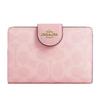 Shoulder Medium Corner Zip Signature Outlet [My Organye] Women's Wallet, L-shaped Bi-fold Wallet, Wallet, Canvas, (Pink) [Item]