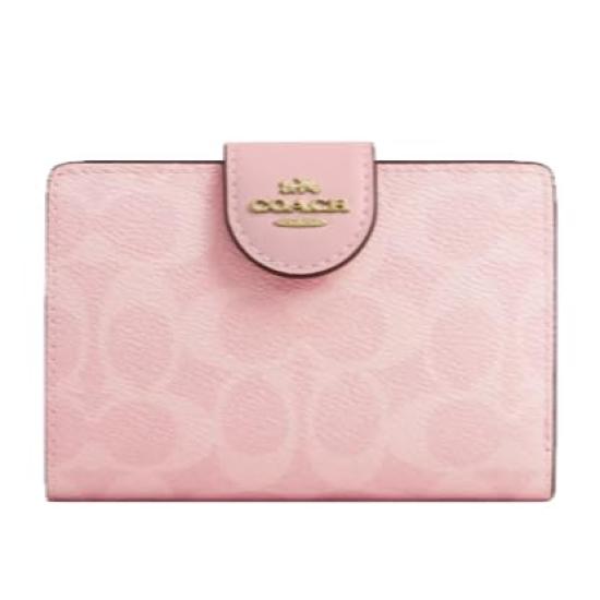Shoulder Medium Corner Zip Signature Outlet [My Organye] Women s Wallet, L-shaped Bi-fold Wallet, Wallet, Canvas, (Pink) [Item] розовый