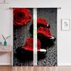 Red Vintage Rose Flower 3d Printed Curtain Bedroom Living Room Study Window Decoration Curtain Home Decoration 2 Pieces