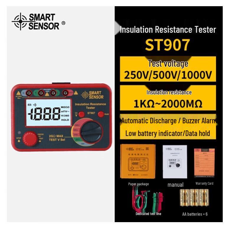CEM ST907 Digital Handheld Insulation Resistance Tester (1000V) (CN Version)