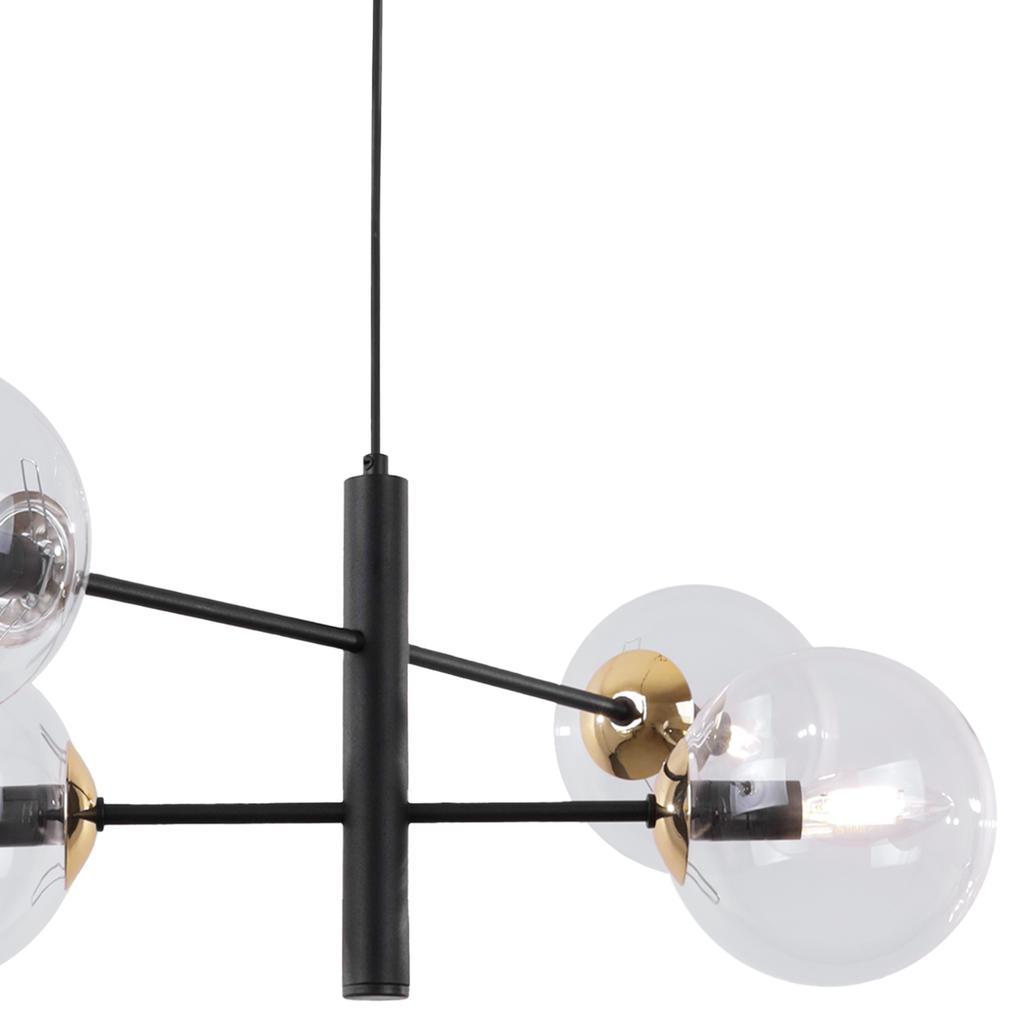 Vicenza Black And Gold Hanging Lamp 4-Flat Clear Lamp E14
