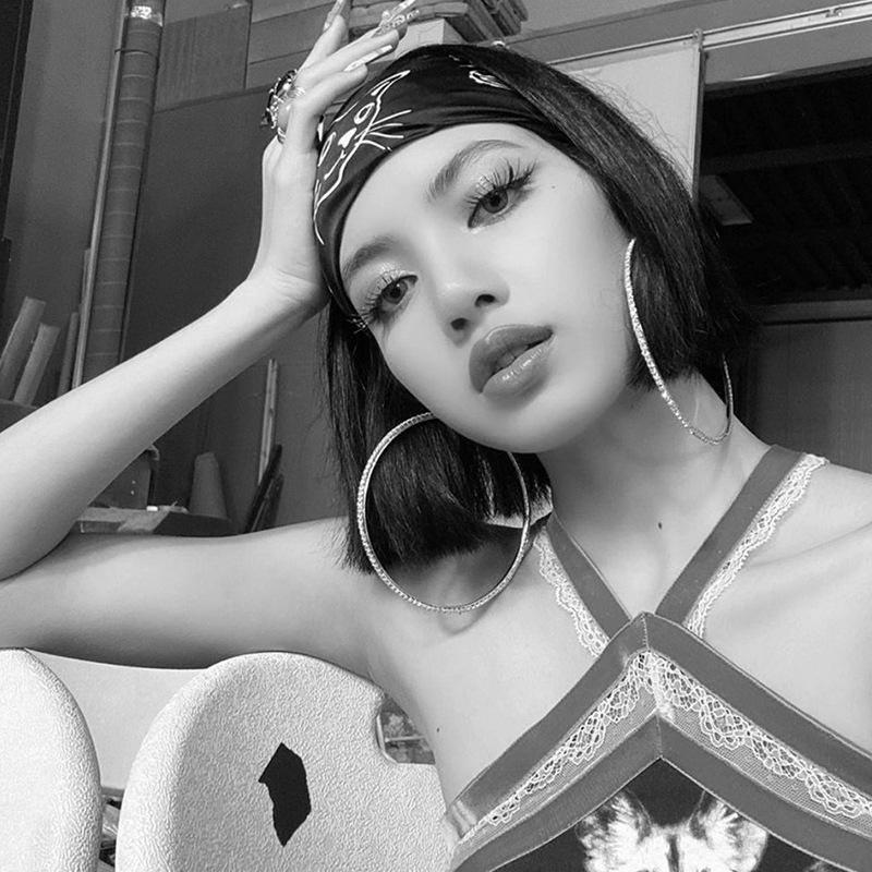 DINGKA Rhinestone Large Circle Hoop Earrings - Exaggerated Street Dance Hip Hop Style