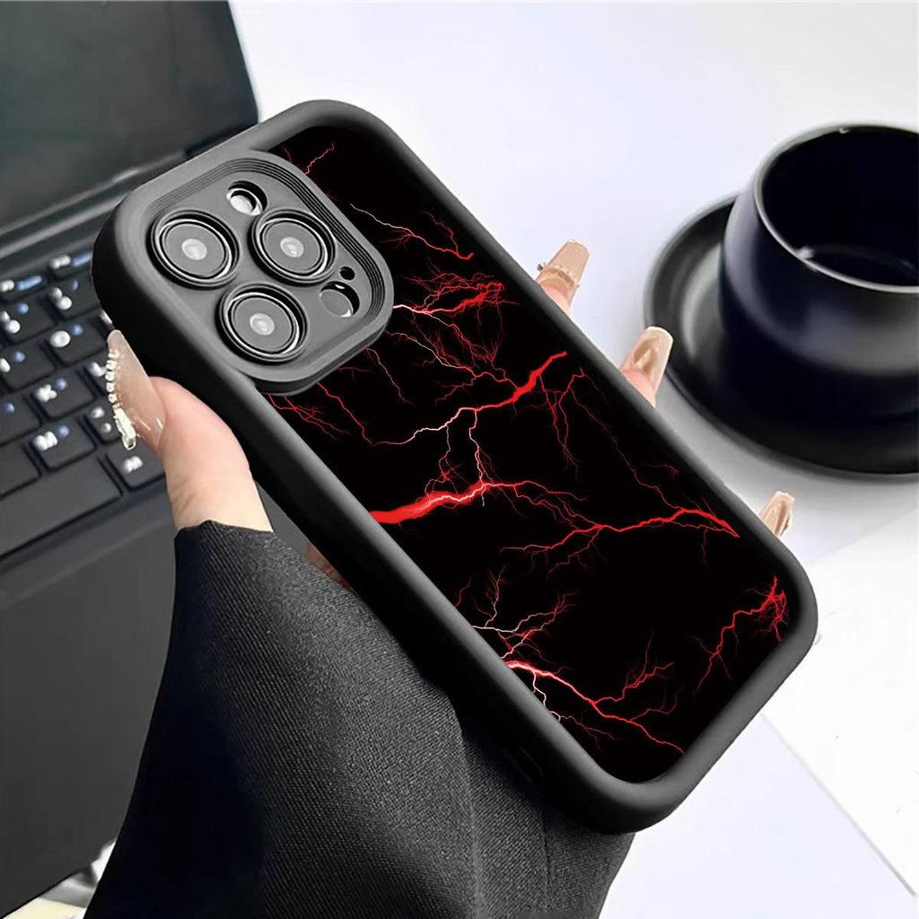 Red Glow Staircase Black Groove iPhone 14/15/16/17 Pro Max Phone Case