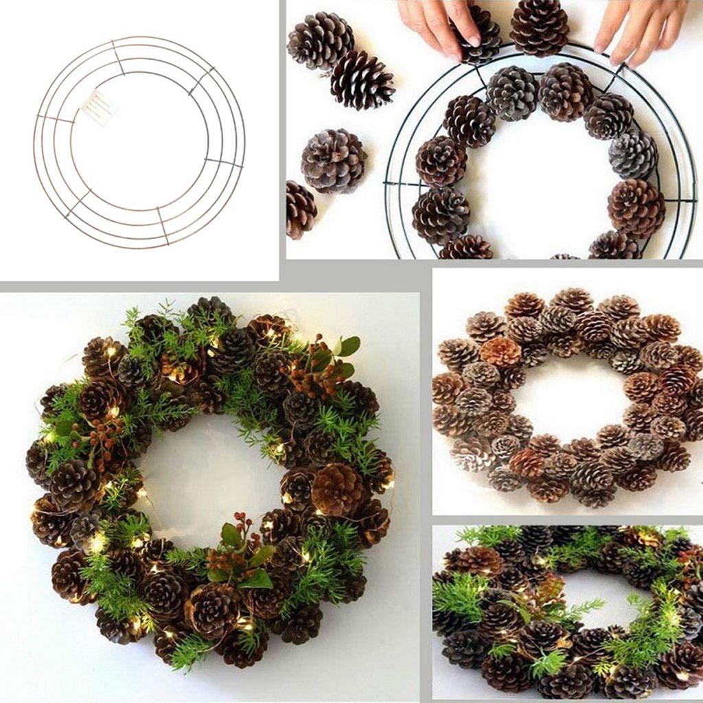 Wire Wreath Frame Metal Wreath Form Ring for DIY Crafts Floral Decorations Home Party 30cm Gold