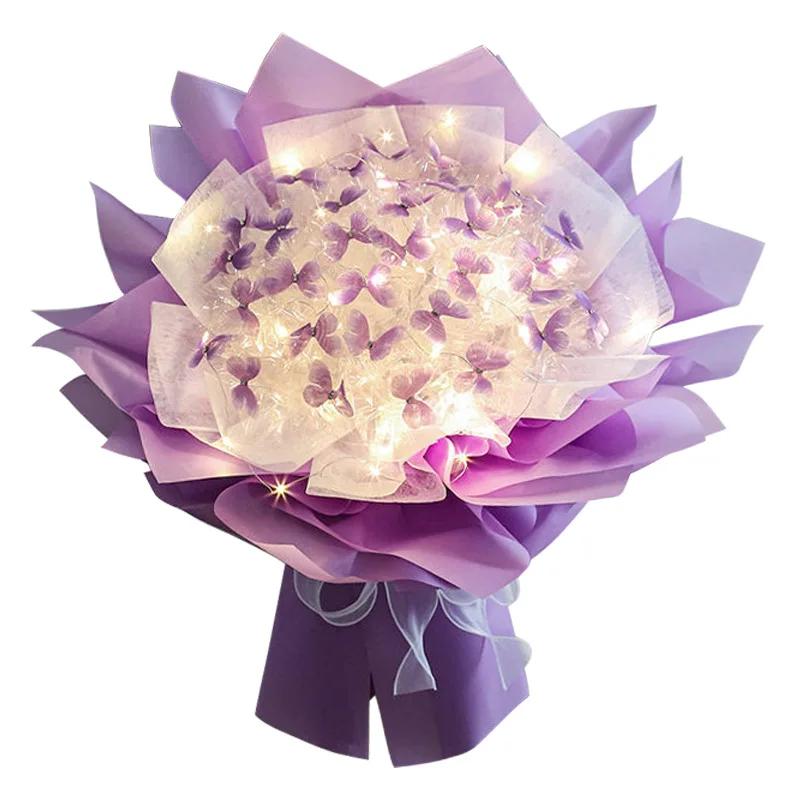 Butterfly Bouquet DIY Handmade Material Bag for Girlfriends Birthday Gift High-end Feeling Girls Table Decoration for Wedding