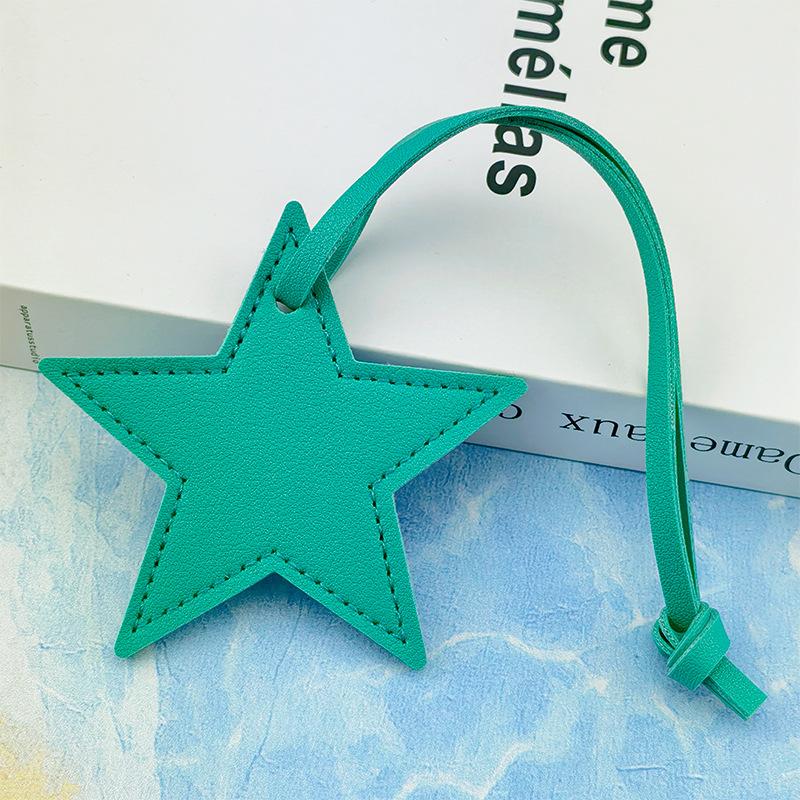 Spot Solid Color Leather Pentagram Keychain Pendant Simple Star Pu Leather Pendant Keychain High Sense