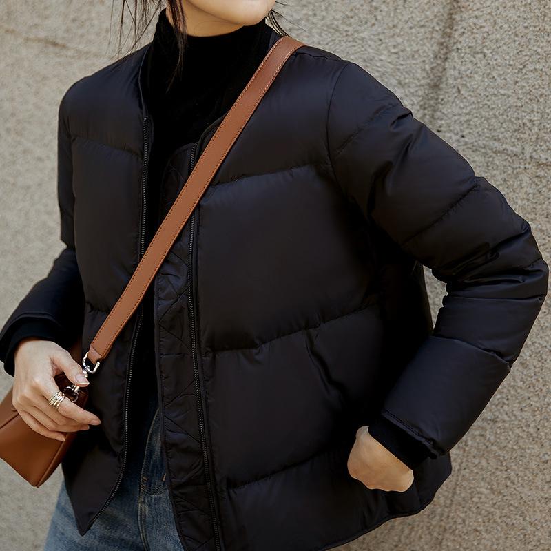 Classic return white goose down baseball jacket, short goose down jacket, threaded down jacket women's jacket winter