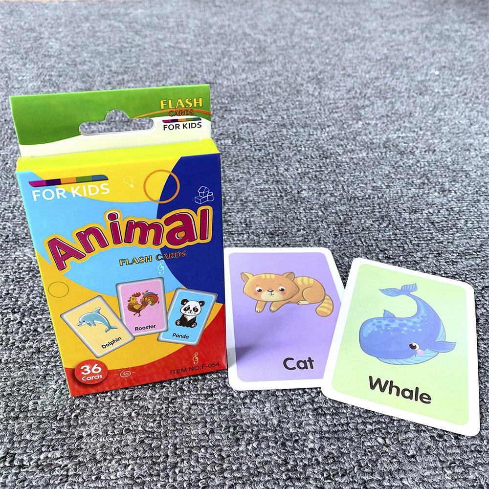 Kids 36PCS/Set Animal Shape Color Time Flash Card Montessori Early Education Learning Educational Toys For Children Gifts