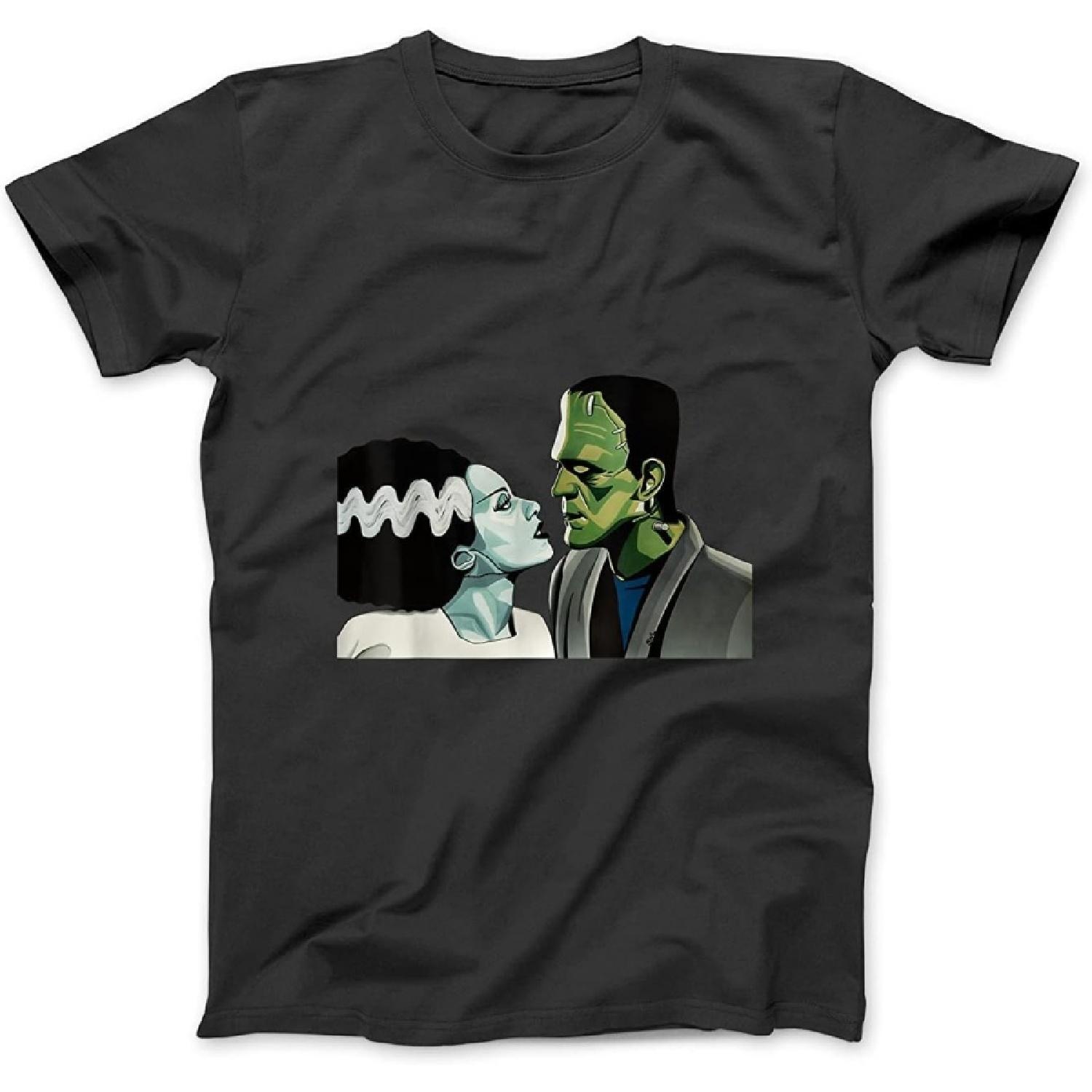 

Frankenstein Monster & Bride Halloween Romantic Kiss Scene T-Shirt Sweatshirt Hoodie TankTop for Men Women Kids Black XXXXXL