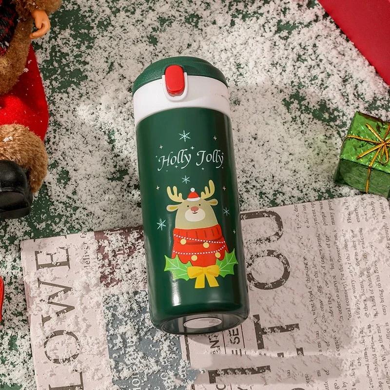 Christmas Thermos Cup Santa Elk Insulation Cup Stainless Steel Thermos Bottle Student Vacuum Flasks Water Bottle Xmas Gift 350ML 350ml