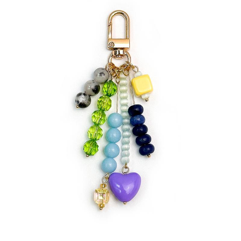 1Pcs Handbags Cellphone Chain Heart Keychain Heart Phone Charm Strap Beaded Phone Lanyard Cute Bag Pendant For Women