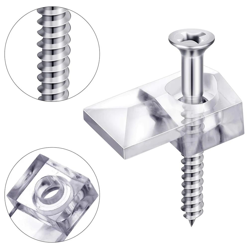 Practical Mirror Mounting Kit 20 Sets of Mirror Holder Clips Lightweight Plastic Clips with Screws and Anchors