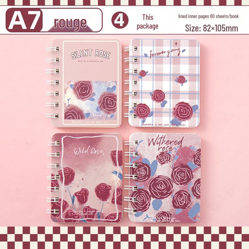 

Мультяшный портативный маленький блокнот А7 серии Цветы - Студенческая канцелярия