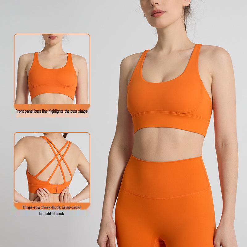 Women's Seamless Cross Back Sports Bra - Shockproof Yoga & Fitness