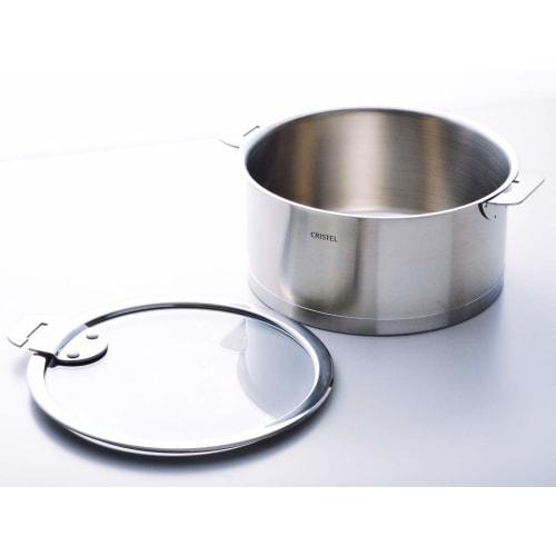 CRISTEL Stainless Steel Large Deep Pot, 24cm, Gas, Induction, and Oven Compatible, F24QL [Official Japanese Product], Made In France