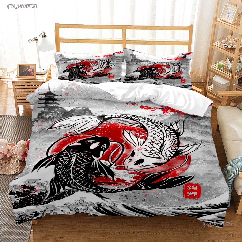 Comforter Yin Yang Koi Fish Casal All Season Duvet Luxury Bedding Set Soft And S Teen Single/Double/Queen/King